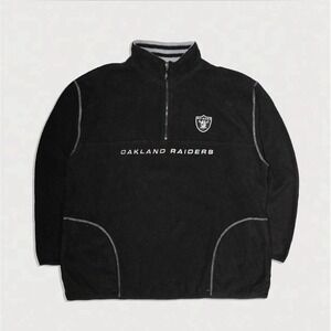 Vintage Oakland Raiders Pullover Fleece 1/4 Zip Size 2XL  NFL
